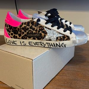 Golden Goose Superstar Leopard Print Calf Hair Glitter